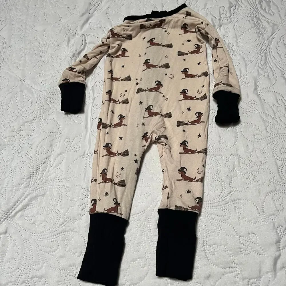 Sunshine Luckies Happy Halloweenie Zippy Bamboo PJs Size 3-6m